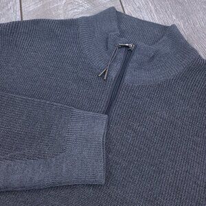 Brax Sweater Mens XXL 2XL Gray Steffen 1/4 Zip Wool Blend Solid Pullover
